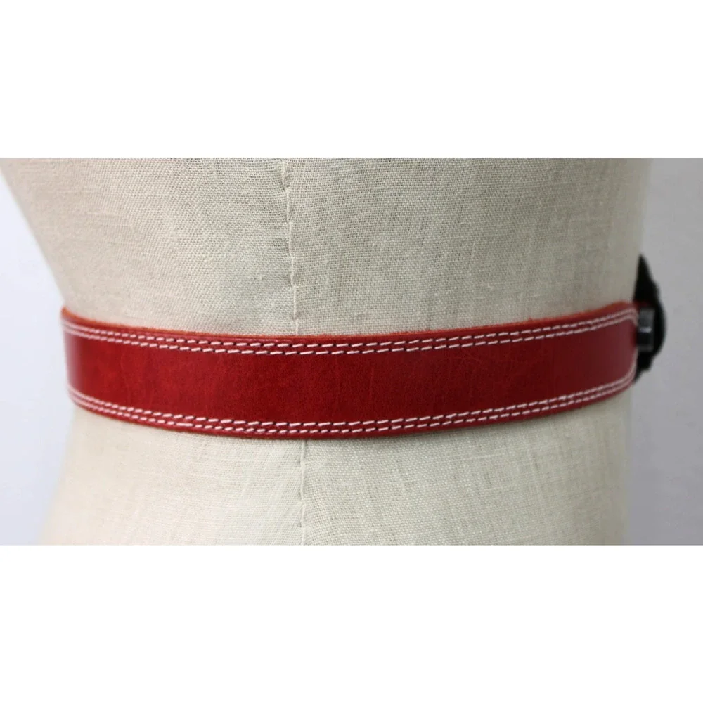 Vintage 80’s Liz Claiborne Stitched Red Leather Belt Western Women's Medium